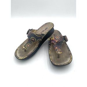 Alegria Women CAR-392 Leather Thong Sandals Wedge Shoes Women's size 37 7 - 7.5